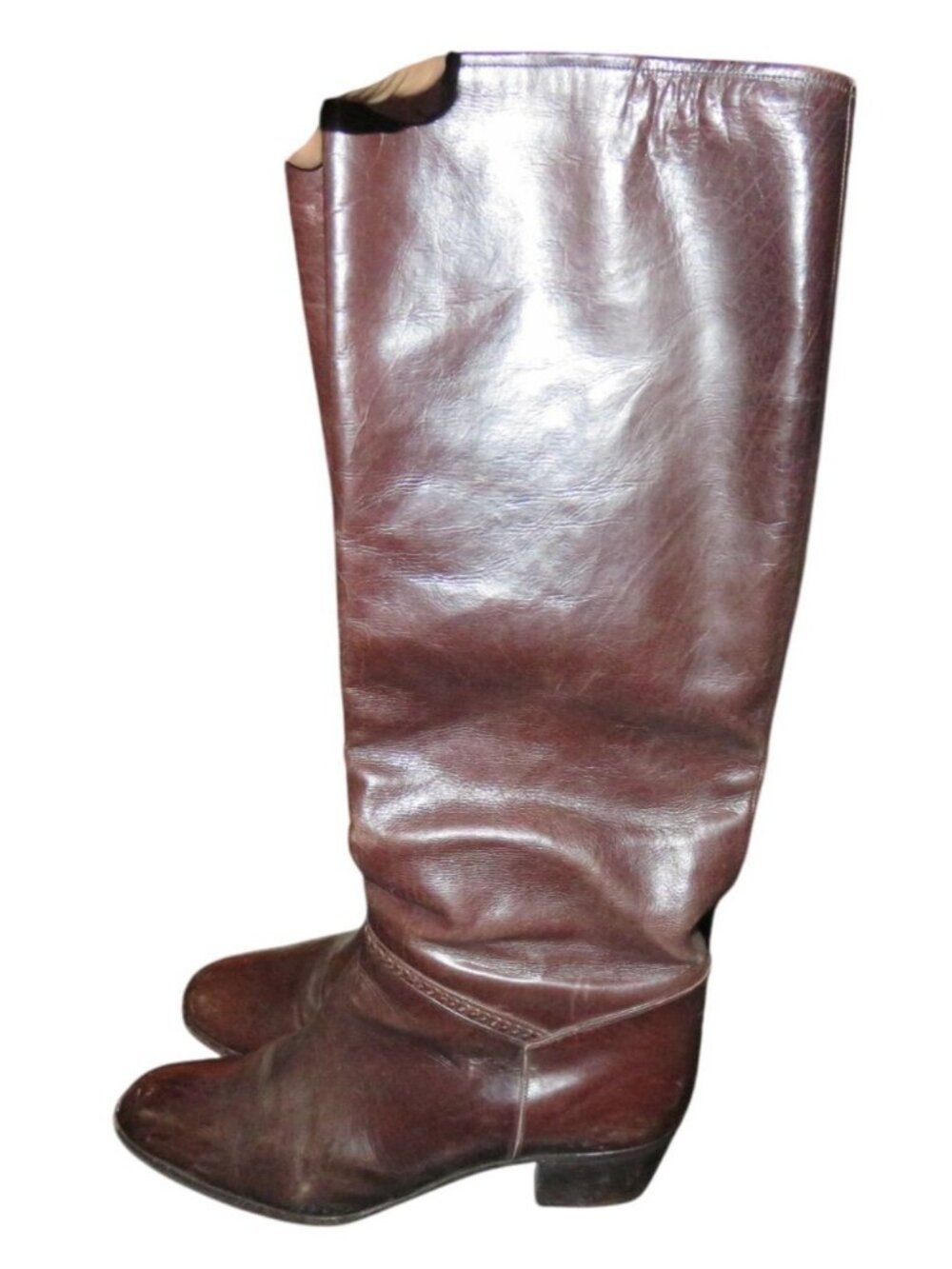 Celine Italian Leather Riding Boots in Cognac Brown Vintage Luxury